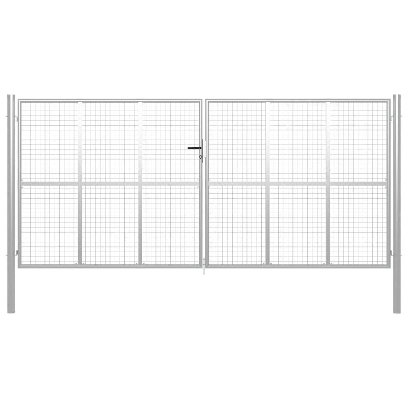 Vidaxl porte de jardin acier galvanisé 415x225 cm argenté 144302_0