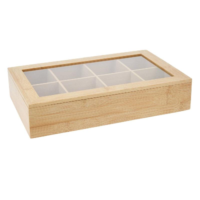 WellHome - Organisateur de thé en bambou avec 8 compartiments - marron Bambou WH16553_0