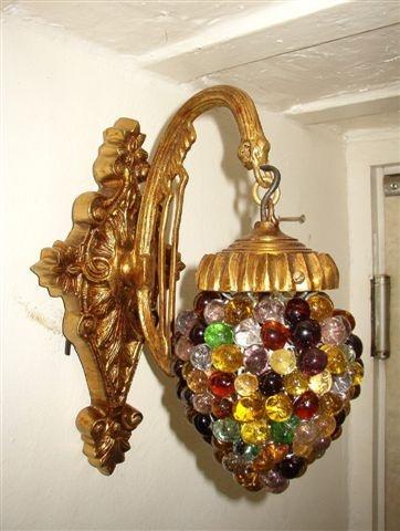 Applique murale Lutécia - colorée multicolore en verre et bronze, hauteur 27 cm, 25W x 2_0