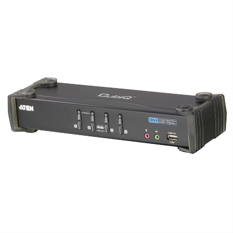 Aten cs1764a switch kvm dvi, usb, audio, hub usb, 4 ports_0