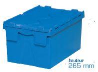 Bac en plastique avec couvercle intégré - Réf bac114bm6426020 - 48L - Poignées fermées - Couleur bleue_0