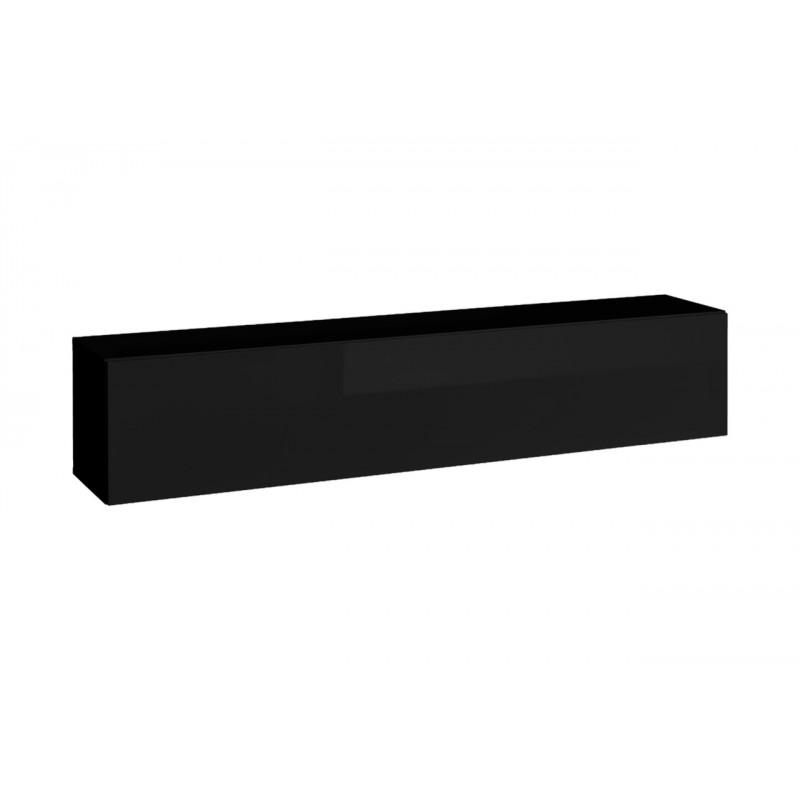 Bloc mural design horizontal BLOX 175 cm noir - Paris Prix - avec rangement carré et porte abattante_0