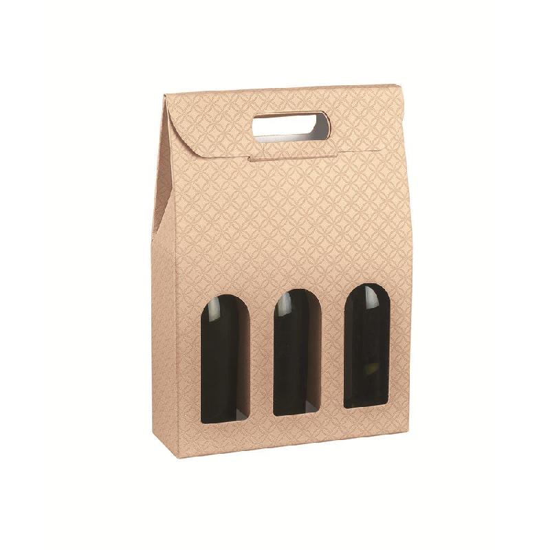 Boîte 3 bouteilles carton imprimé matelassé nude - par 10_0