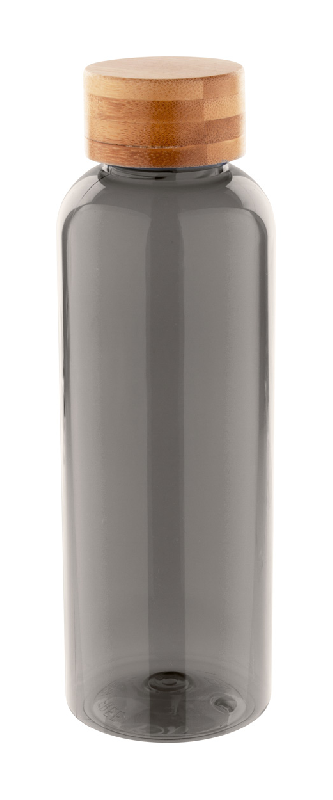 Bouteille en RPET - couvercle en bambou - 500ml - sans BPA - couleur noir_0