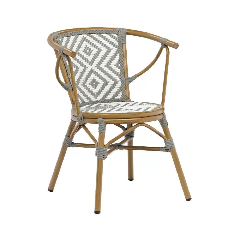 Chaise Bridge en aluminium rotin naturel MOSLEY - Stamp - Empilable par 4 - Usage extérieur_0