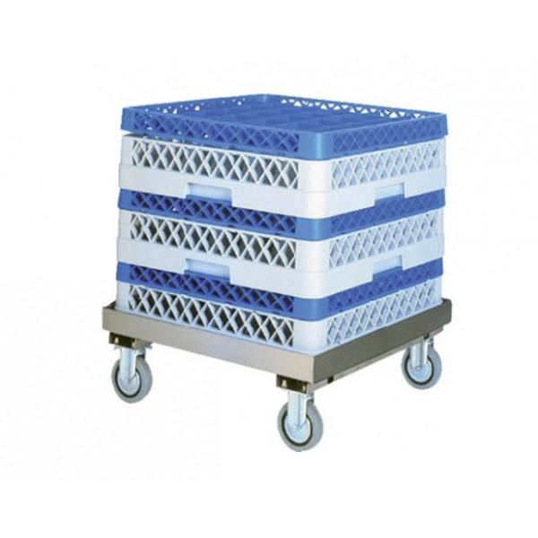 Chariot porte casiers de lave-vaisselle inox sans barre de poussée_0