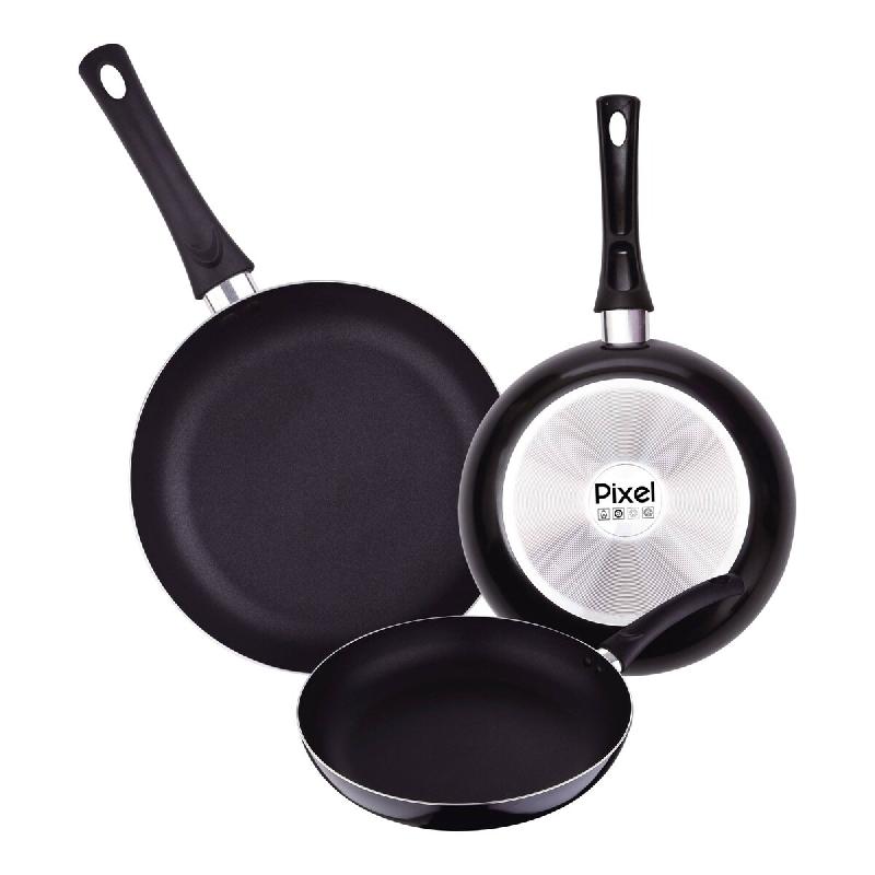Chef sauce PIXEL - Jeu de 3 poêles Ø20/Ø24/Ø30 cm en aluminium embouti antiadhésif - PK8790_0