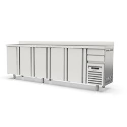 CORECO Arriere Bar 600 - 5 Portes Pleines - -2/+8 - 3070X600X1040 - Int Et Ext Inox Aisi 304 - 2 Tiroirs Neutres Sur Groupe - Avec Dosseret FMR-300 -_0