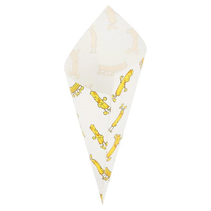 Cornet en papier ingraissable blanc imprimé 70g 20x14cm - par 2000_0