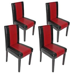 Décoshop26 - Lot de 4 chaises de salle à manger cuisine design moderne en PVC noir-rouge pieds foncés 04_0007529 - noir 3000262174218_0