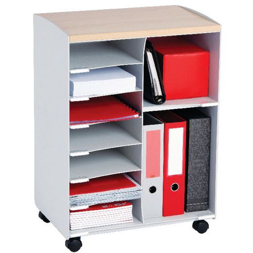 DESSERTE MOBILE 9 CASES COLORIS GRIS - PAPERFLOW