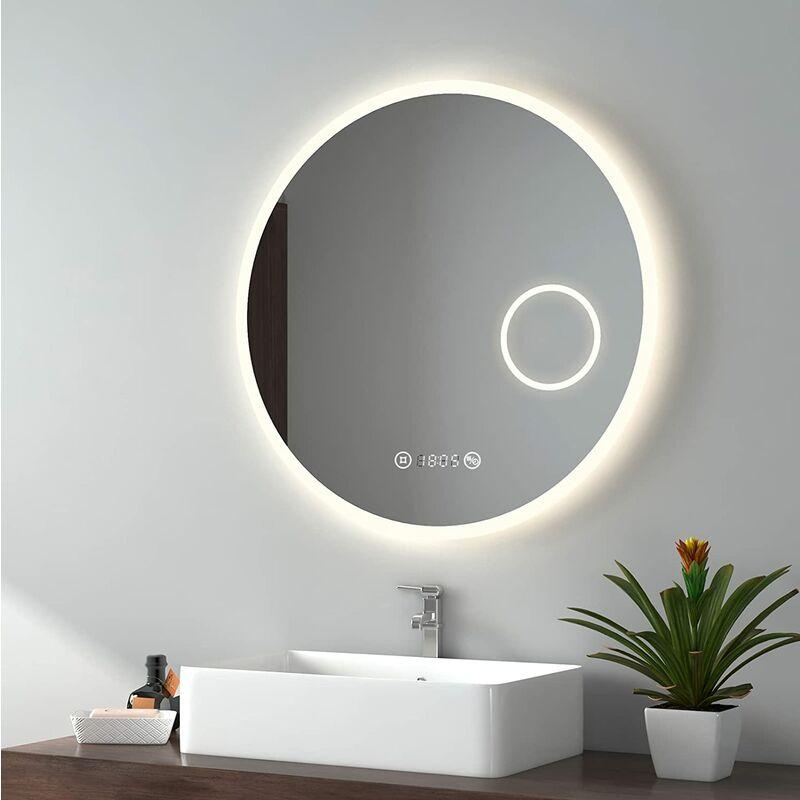 SIRHONA Miroir de salle de bains LED Miroir salle de bain avec prise d