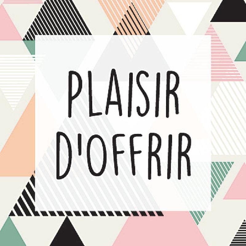 Étiquette cadeau adhésive Plaisir d'offrir triangles multicolores 35x35mm - par 500_0