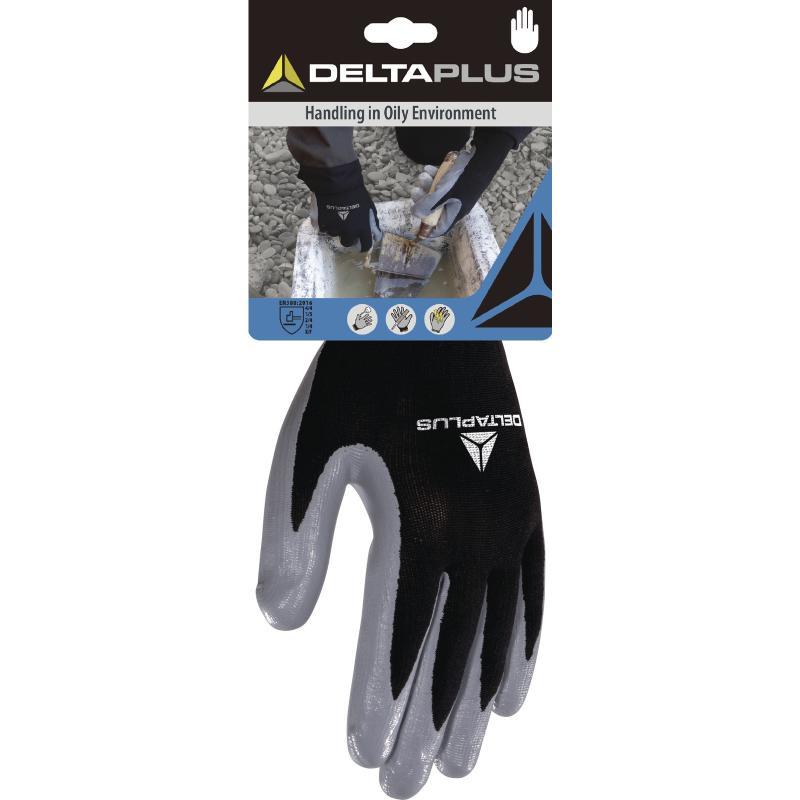 Gants de manutention - tricot polyester / paume nitrile - DPVE712GR_0