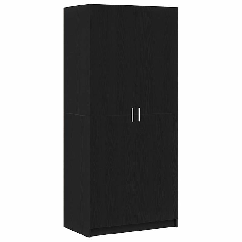 Helloshop26 - Armoire de rangement 80 x 50 x 180 cm avec grande capacité fonctionnelle style épuré en bois d'ingénierie chêne noir 02_0055914 - n_0