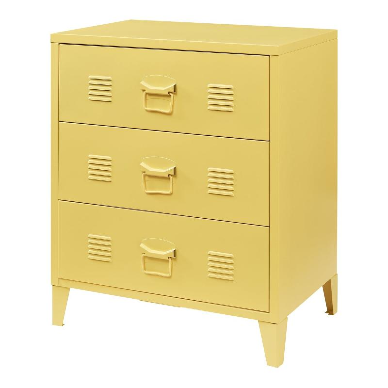 Helloshop26 - Commode meuble de rangement pratique entrée salon chambre métallique avec 3 tiroirs acier 72 x 60 x 40 cm jaune 03_0009303 - 300022461_0