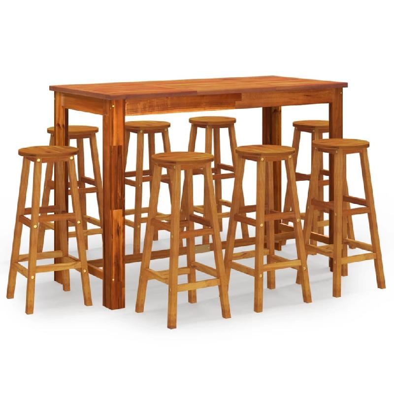 Helloshop26 - Ensemble de bar de jardin 9 pièces bois d'acacia solide - 3000732547764_0