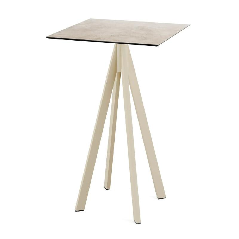 Infinity mange-debout avec piètement sable + plateau HPL Moonstone 70x70 cm_0