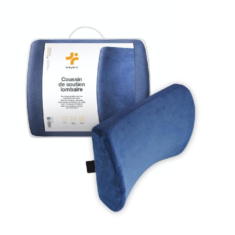 INPHYSIO Coussin de soutien lombaire DOUX – sangle de fixation incluse – 35x31x12 cm - bleu 3760371010004_0
