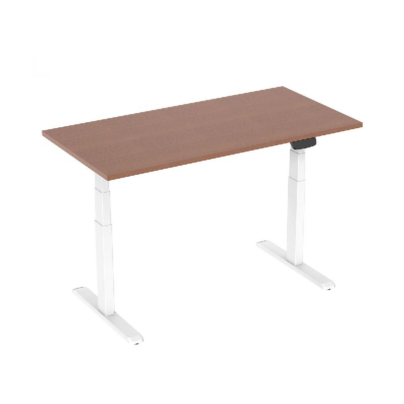 KIMEX - Bureau motorisé assis-debout 120x75cm Plateau noyer/Pied blanc - 3700685422728_0