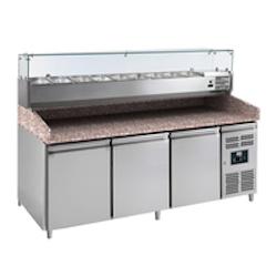 L2G - PZ3600TN-VRX380 - meuble pizzas, 3 p. 600x400 mm, +2/+8°c, gaz r290 dessus granit, avec vitrine refrigeree 9gn1/3-150 - PZ3600TN-VRX380_0