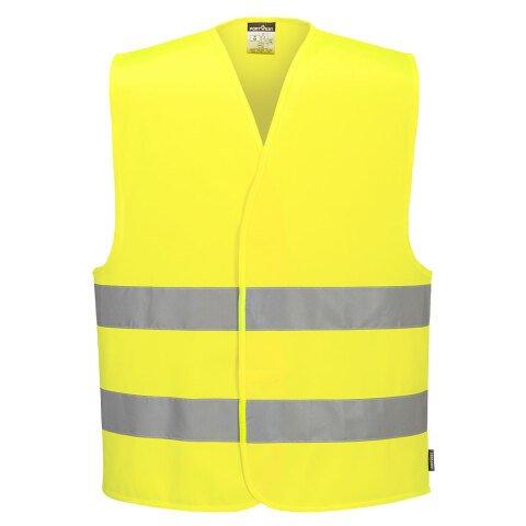 LOT DE 12 - PORTWEST ES474 ES1 ESSENTIAL GILET À DEUX BANDES HAUTE VISIBILITÉ JAUNE - TAILLE XS