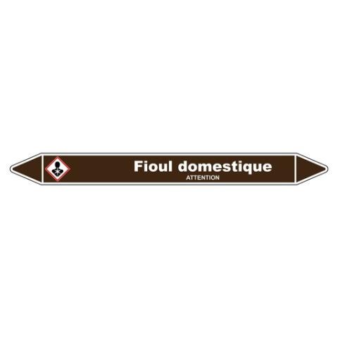 LOT DE 3 - MARQUEUR TUYAUTERIE - FIOUL DOMESTIQUE - VINYLE LAMINÉ 355 X 37 MM
