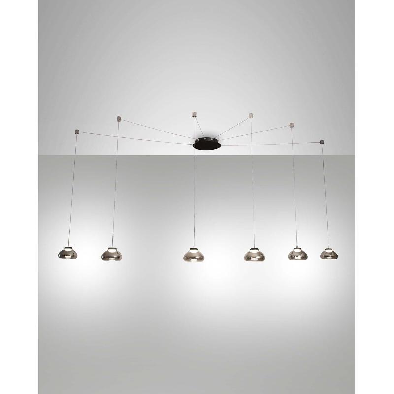 Lustre Suspension Arabella Led En Métal Et Verre Soufflé Fumé 3547-46-126 Fabas Luce - noir 8019282510529_0