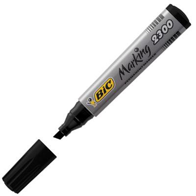 MARQUEUR PERMANENT BIC 2300 - POINTE BISEAUTEE - NOIR - LOT DE 2