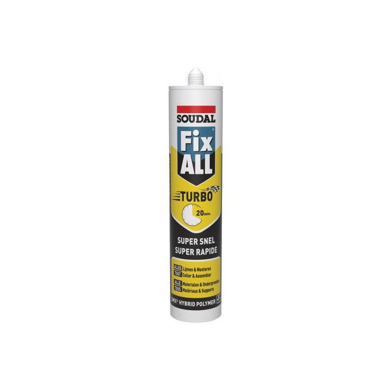 MASTIC COLLE FIX ALL TURBO BLANC CARTOUCHE 290ML - SOUDAL - 121923
