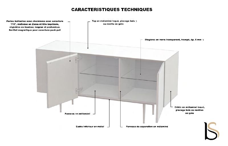 Meuble Bloom finition ébénisterie - Quadrifoglio - 3 cases, Ceram veiné blanc, Bronze, Noyer américain, Noyer américain_1