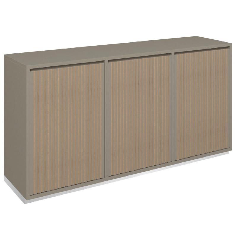 Meuble Vertigo T01 4 tiroirs anglaise 1 porte MDF naturel et taupe 180x47x93cm_0