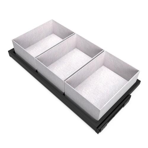 ORGANISATEUR DE DRESSING AVEC COULISSES - 3 PANIERS - 900 MM - NOIR EMUCA