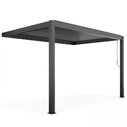 Oviala Business Tonnelle bioclimatique adossée Aluminium 3 x 4 x 2.5 m - gris aluminium 106329_0