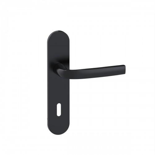 POIGNÉES DE PORTE SUR PLAQUES - ENTRAXE 165 MM - NOIR MAT ONYX - LOGIO - CLÉ L VACHETTE