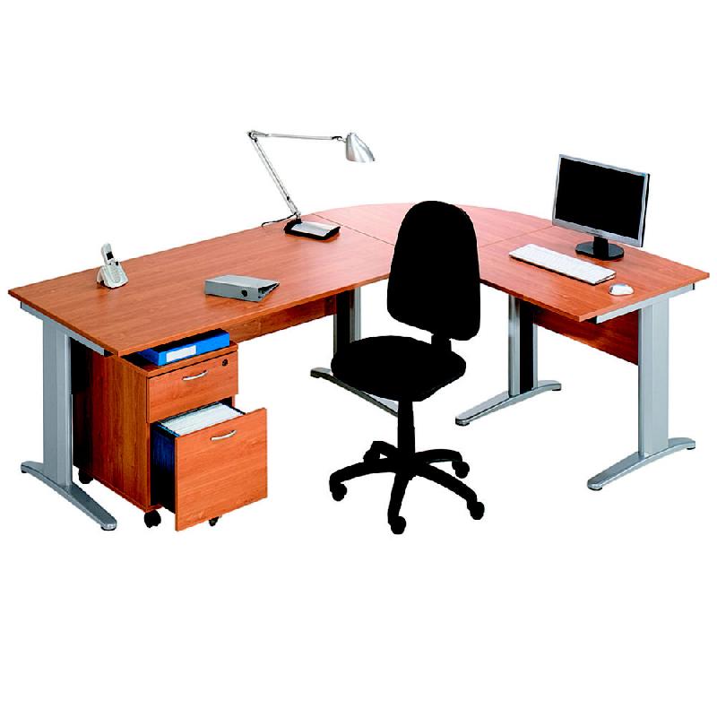 POSTE COMPLET PRONTO - METAL - AULNE - PIEDS ALUMINIUM - CAISSON 2 TIROIRS
