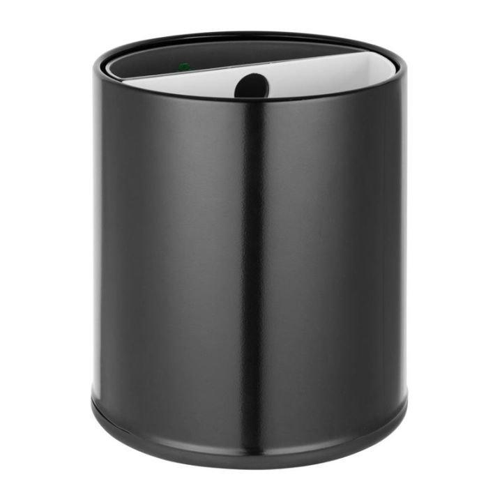 Poubelle d'hôtel (Ø)216 mm x (H)270 mm, 2 compartiments, polypropylène et fer revêtu poudré noir_0