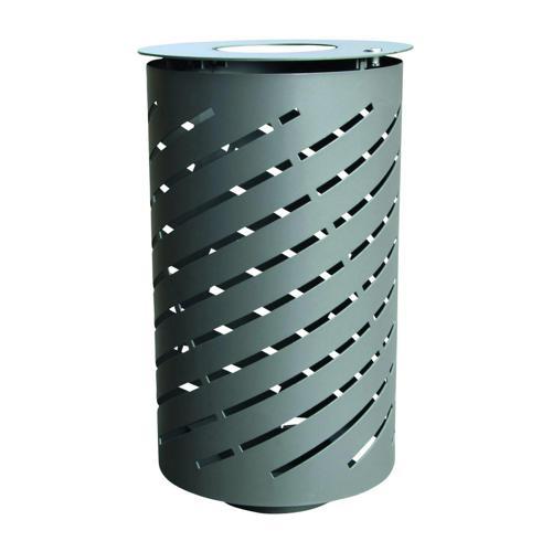 POUBELLE SPIRAL 65L ACIER GALVANISÉ GRIS MARTELÉ