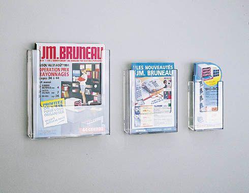 LOT DE 2 - PRÉSENTOIR MURAL 1 CASE POUR FORMAT A4 - TRANSLUCIDE