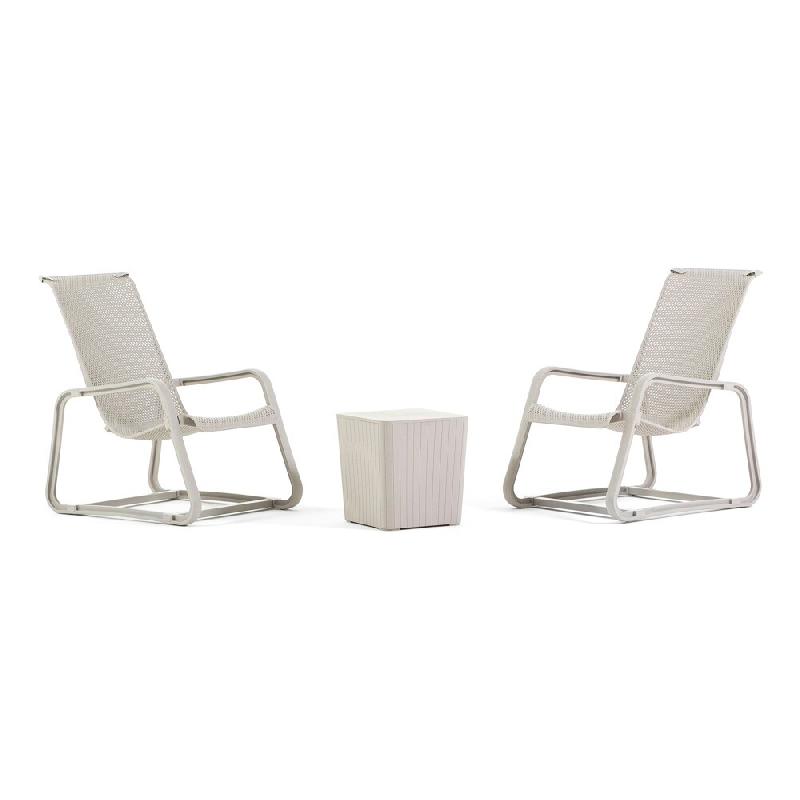 RATTATAN Set 2 fauteuils de jardin détente ergonomiques et table basse coffre en polypropylène résistant moderne pour piscine, terrasse, balcon, ja_0