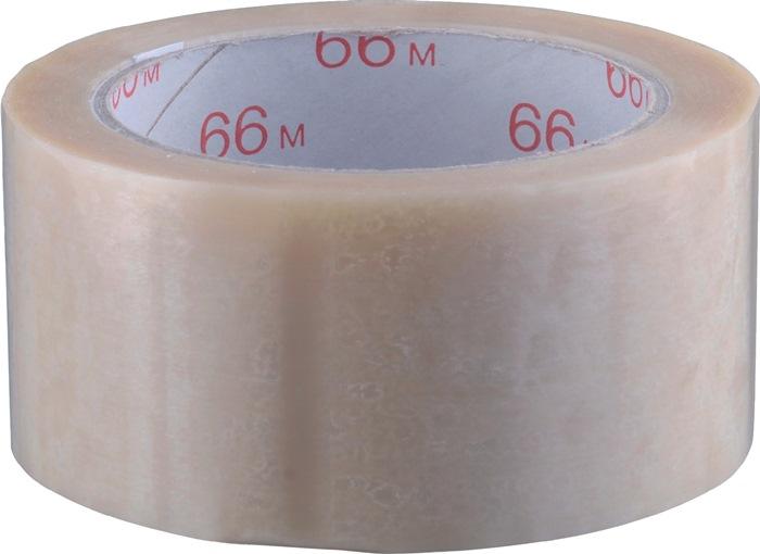 Ruban adhésif d'emballage en PVC incolore - 66 m x 50 mm - rouleau BURMANN - déroulage silencieux et résistant au déchirement_0