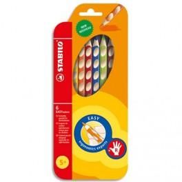 STABILO EASY COLOR ETUI DE 6 CRAYONS DE COULEUR ERGONOMIQUE ASSORTIS SPÉCIAL DROITIER - BOIS CERTIFIÉ FSC