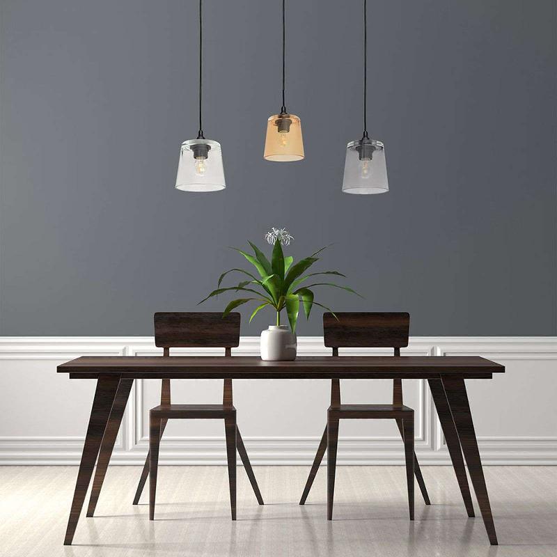 HELAM SUSPENSION LUCEA À 3 LAMPES TRANSP./SMOKE/AMBER
