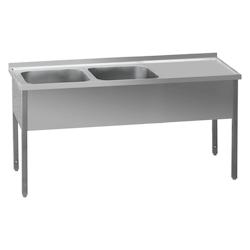 Table de lavage 210x60x90 - 2x évier 60x50x30 égouttoir droit MSDOP 6021 - Redfox - 0605848373165_0