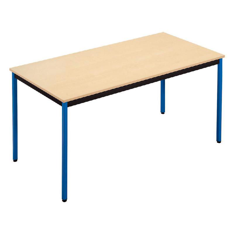 TABLE POLYVALENTE RECTANGLE - L. 180 X P. 80 CM - PLATEAU ERABLE - PIEDS BLEUS