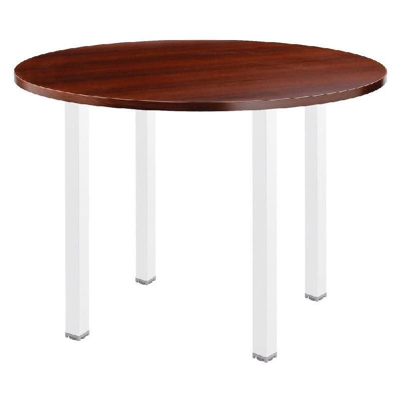 TABLE RONDE ACTUAL L. 100 X 100 CM - PLATEAU WENGÉ - 4 PIEDS CARRÉS BLANC