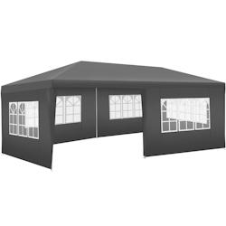 Tectake Pavillon imperméable NOVARA avec 5 côtés - gris - 405968 - gris plastique 405968_0