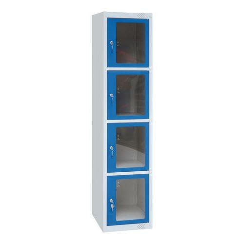 VESTIAIRE 4 CASES PORTES À MONTER POLYC GRIS/BLEU - MANUTAN EXPERT