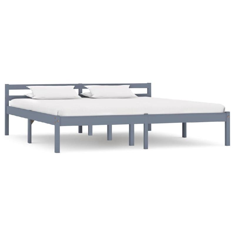 VidaXL Cadre de lit sans matelas gris bois massif de pin 180x200 cm Modèle Corvessal - 283201_0