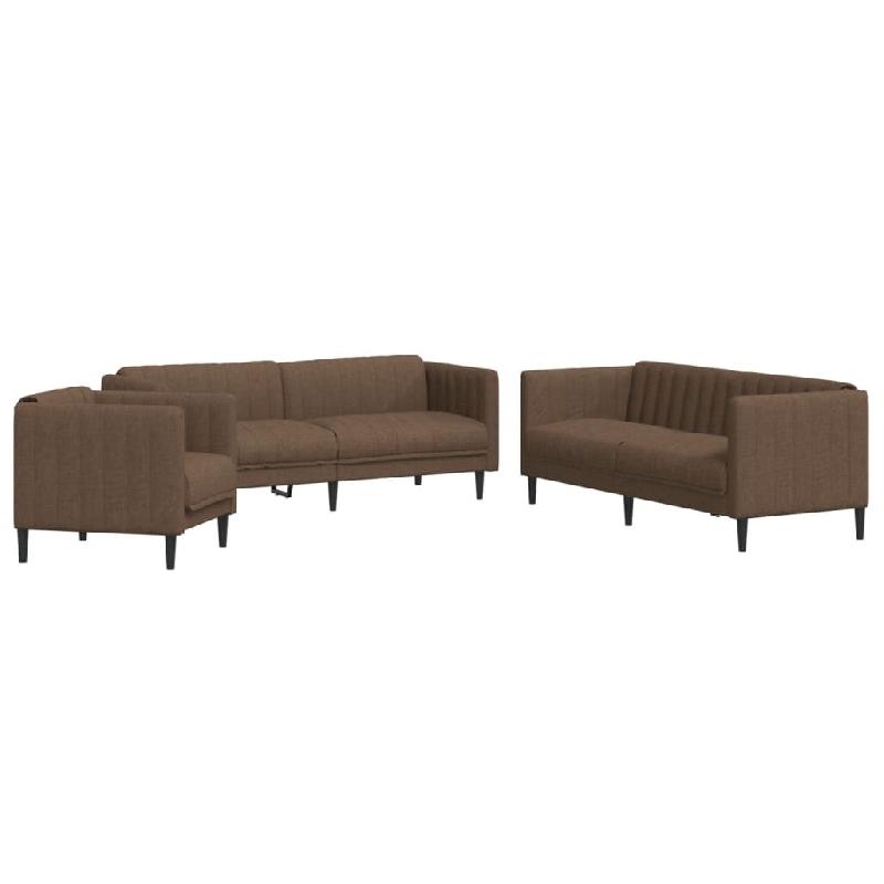 VidaXL Ensemble de canapés 3 pcs marron tissu Modèle Cormontia - 3209237_0